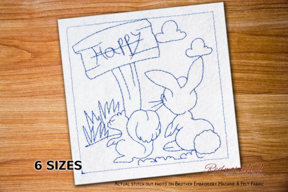 Happy Easter Bunny with Squirrel Redwork Review