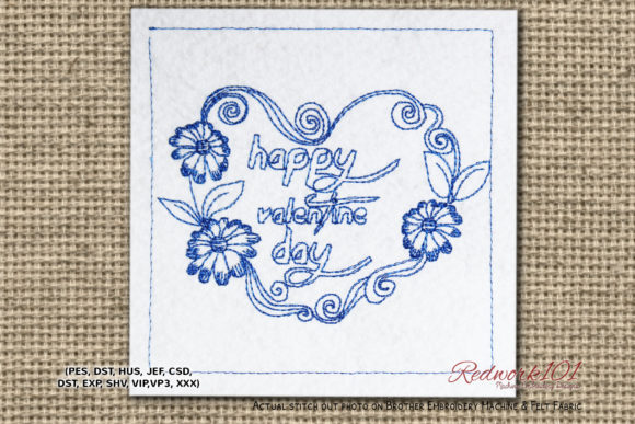 Happy Valentine Day Redwork Embroidery Review